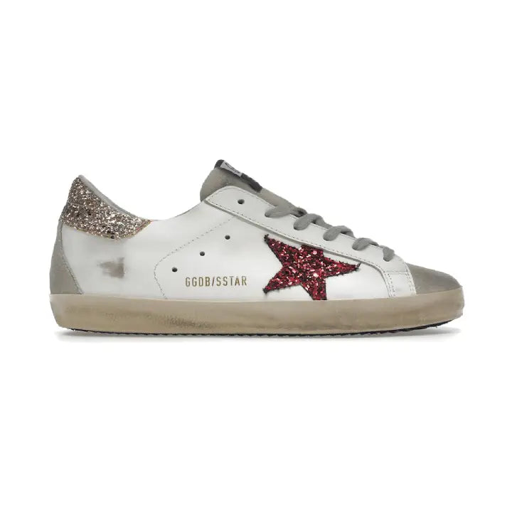 Golden Goose - white red glitter